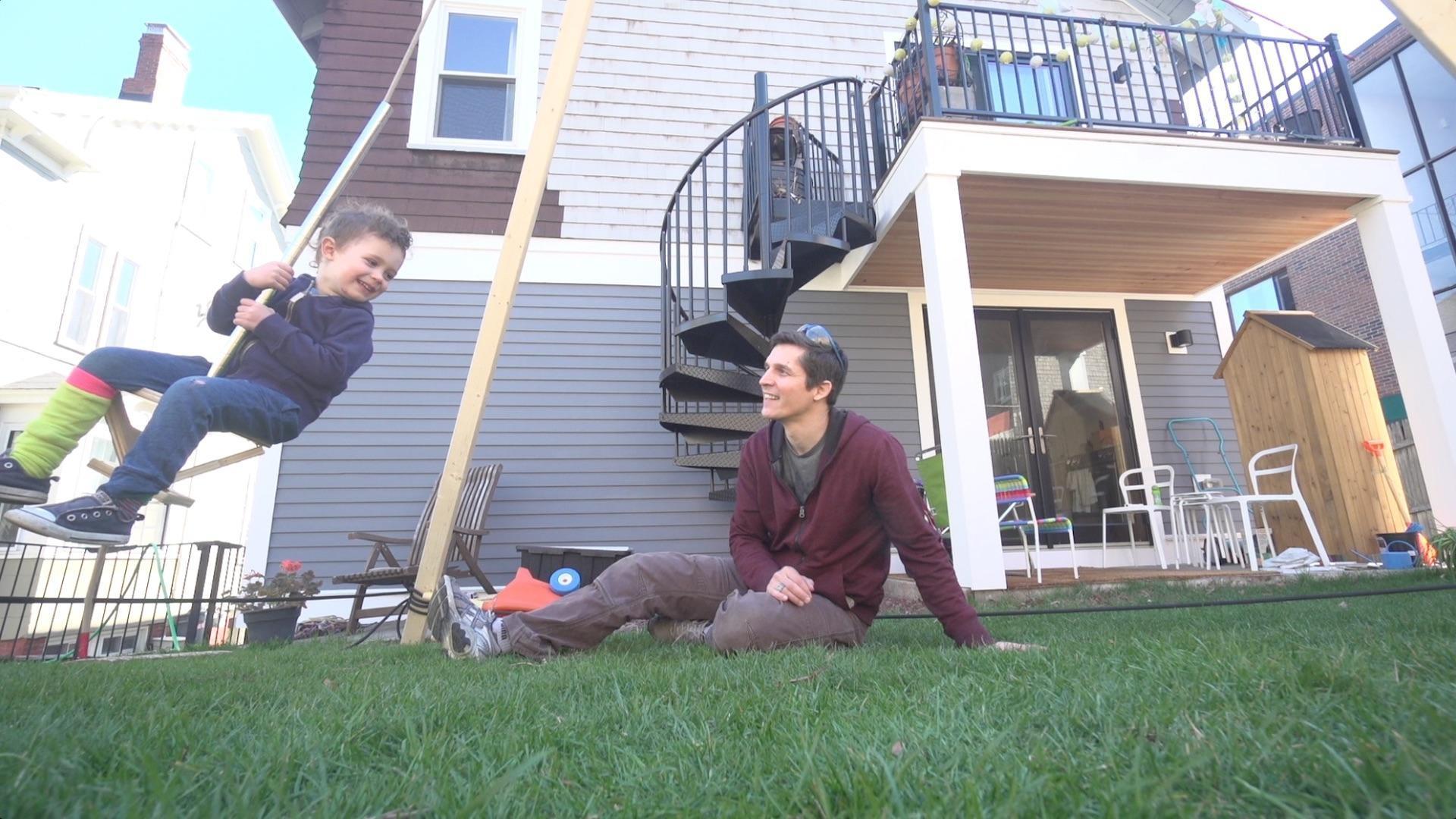 Nate builds a giant swing for his son, Calvin, using the power of triangles.