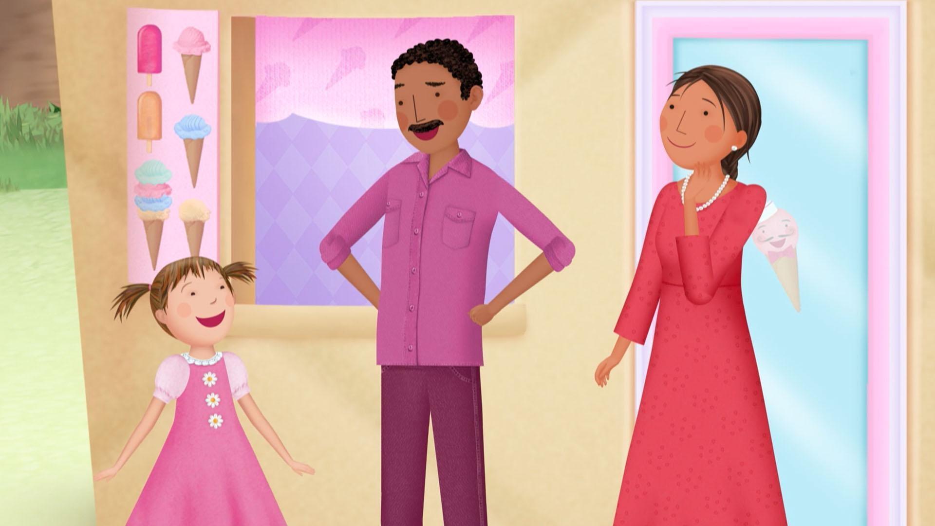 Pinkalicious learns about the Cha-Cha rhythm from Mr. and Mrs. Plum.
