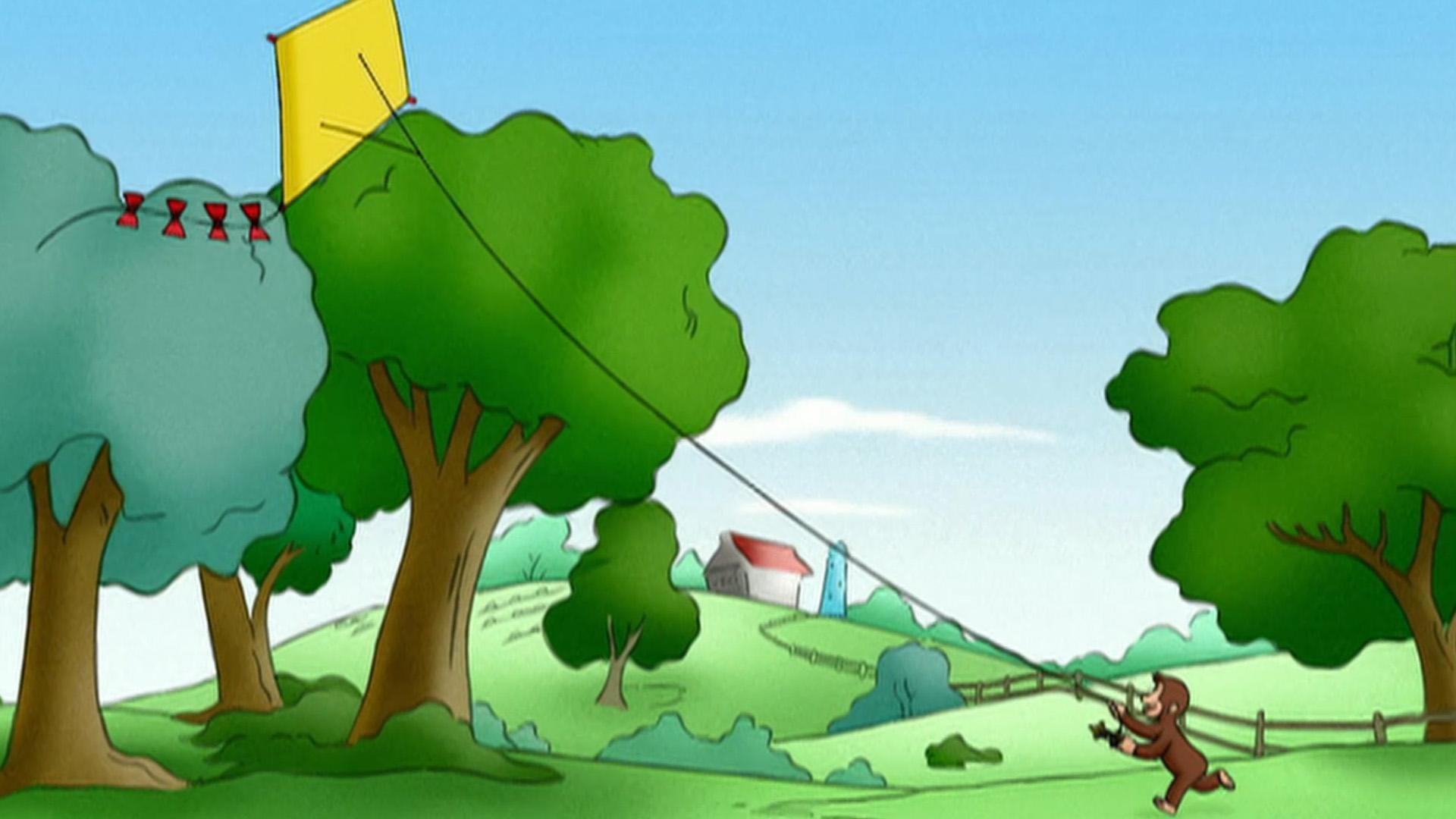 George discovers the wonders of kite flying. / George helps prove Gnocchi's innocence.