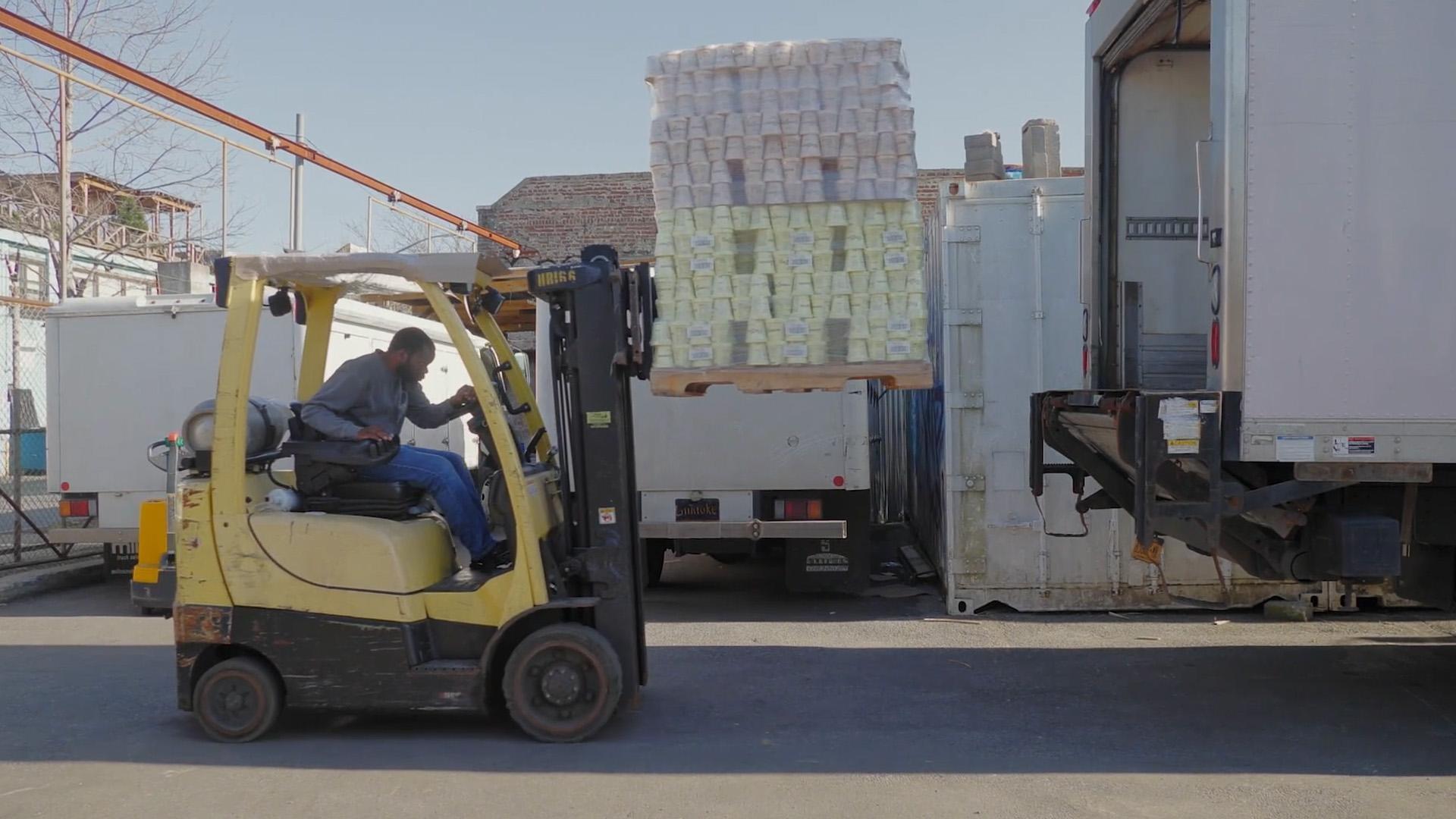 Learn how machines make and package ice cream.
