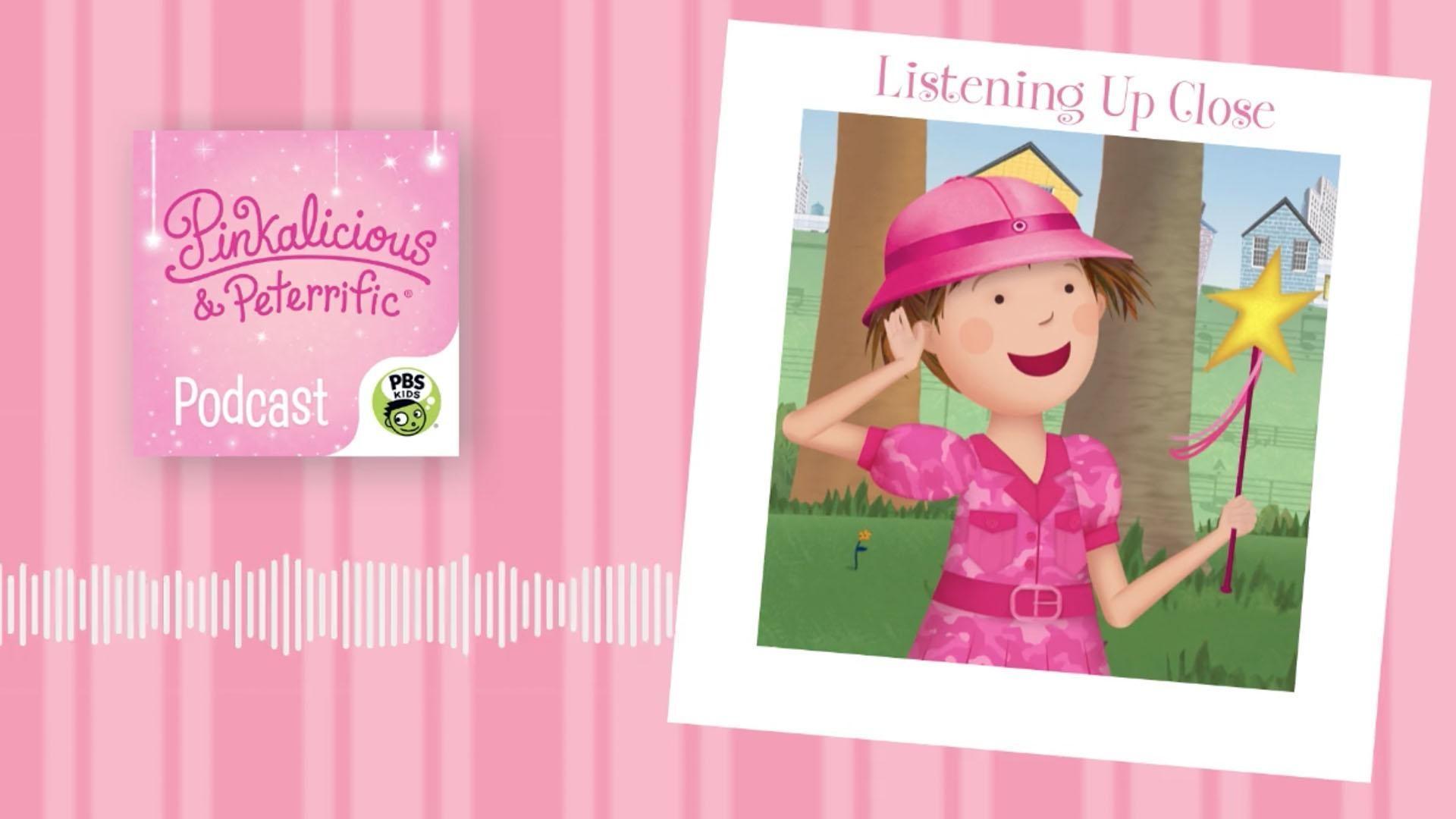 Pinkalicious and Peter enjoy using Mommy’s new invention, "The Listening Magnifier-izer."