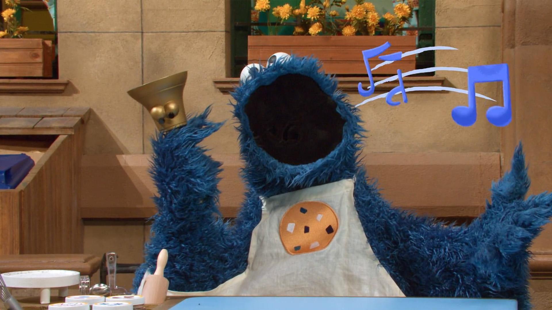 Cookie Monster sings about his Cookie Cart.