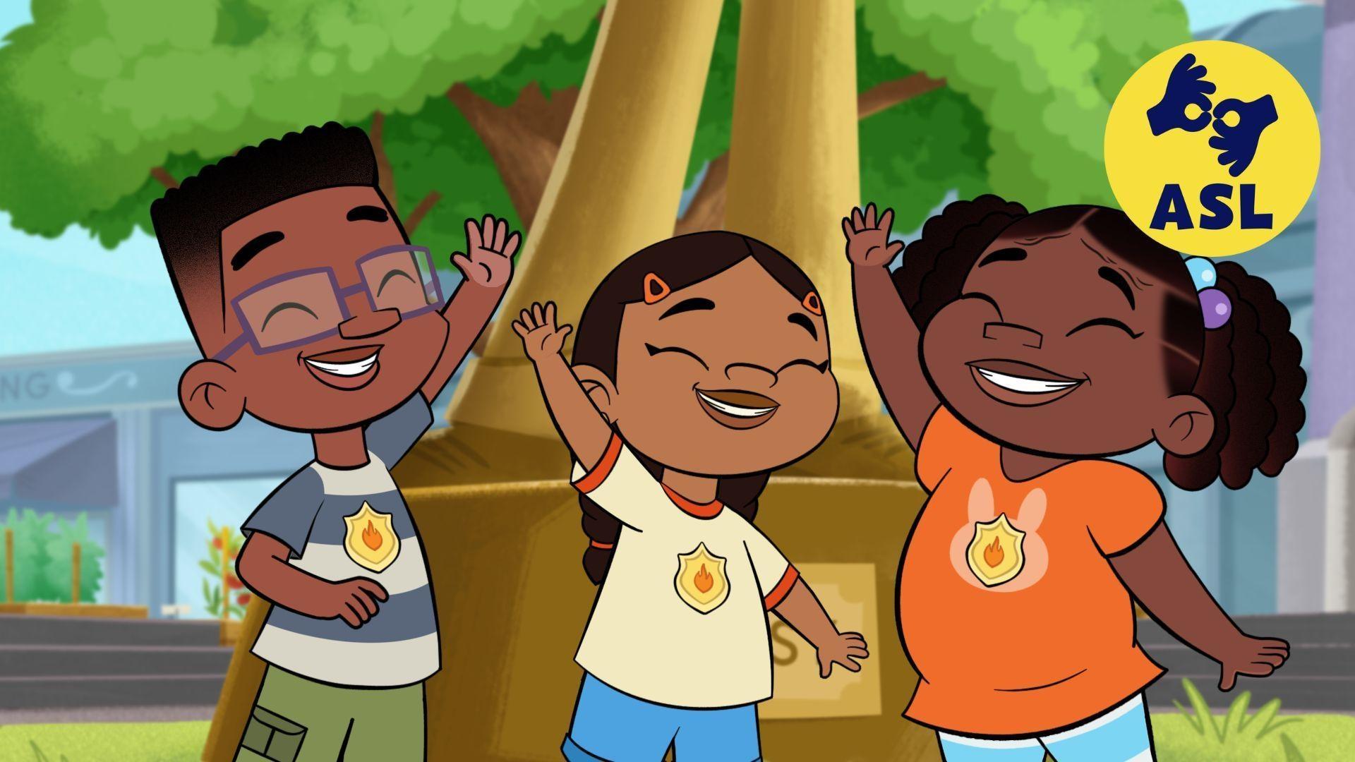 Phoebe, Jay & Lupe practice the fire safety plan./Phoebe & Jay buy juice from Mr. Aguilar.