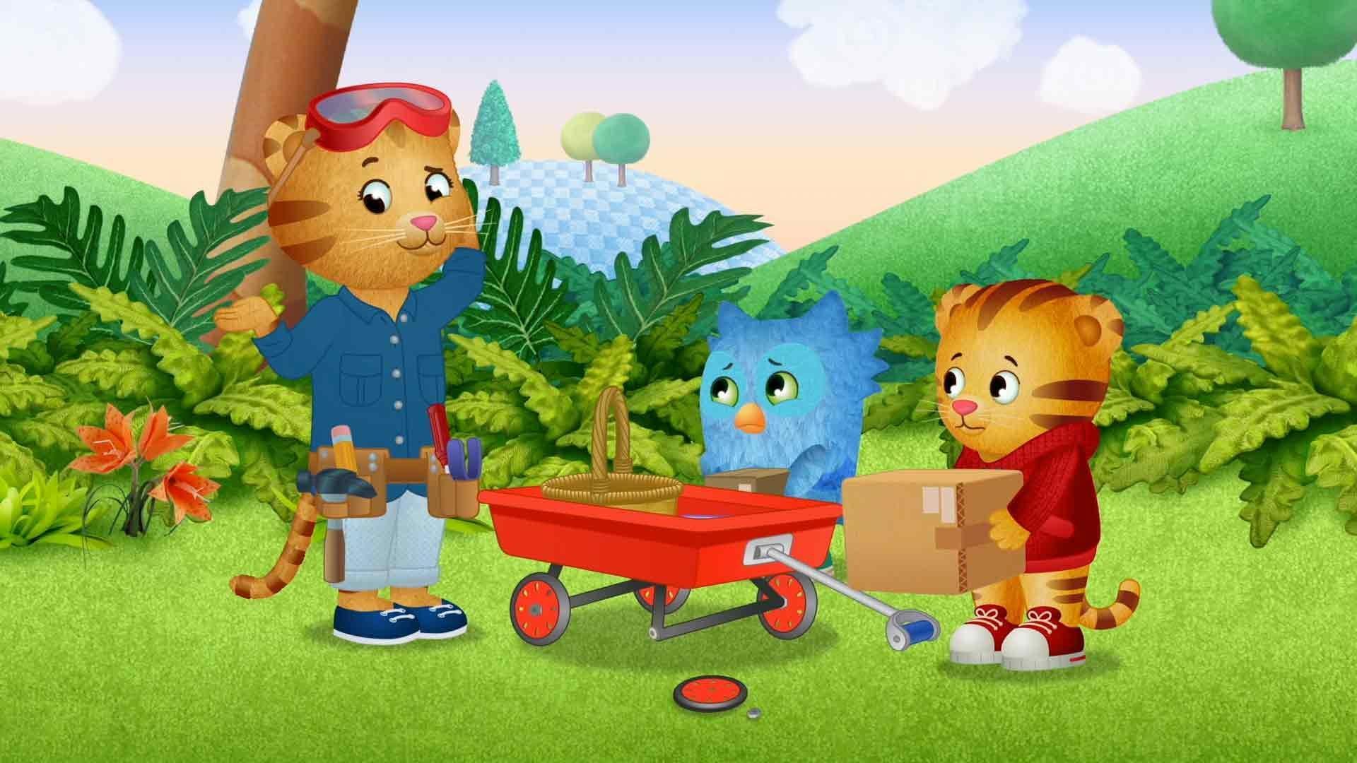 Daniel and O look around to see what they can use to play post office!