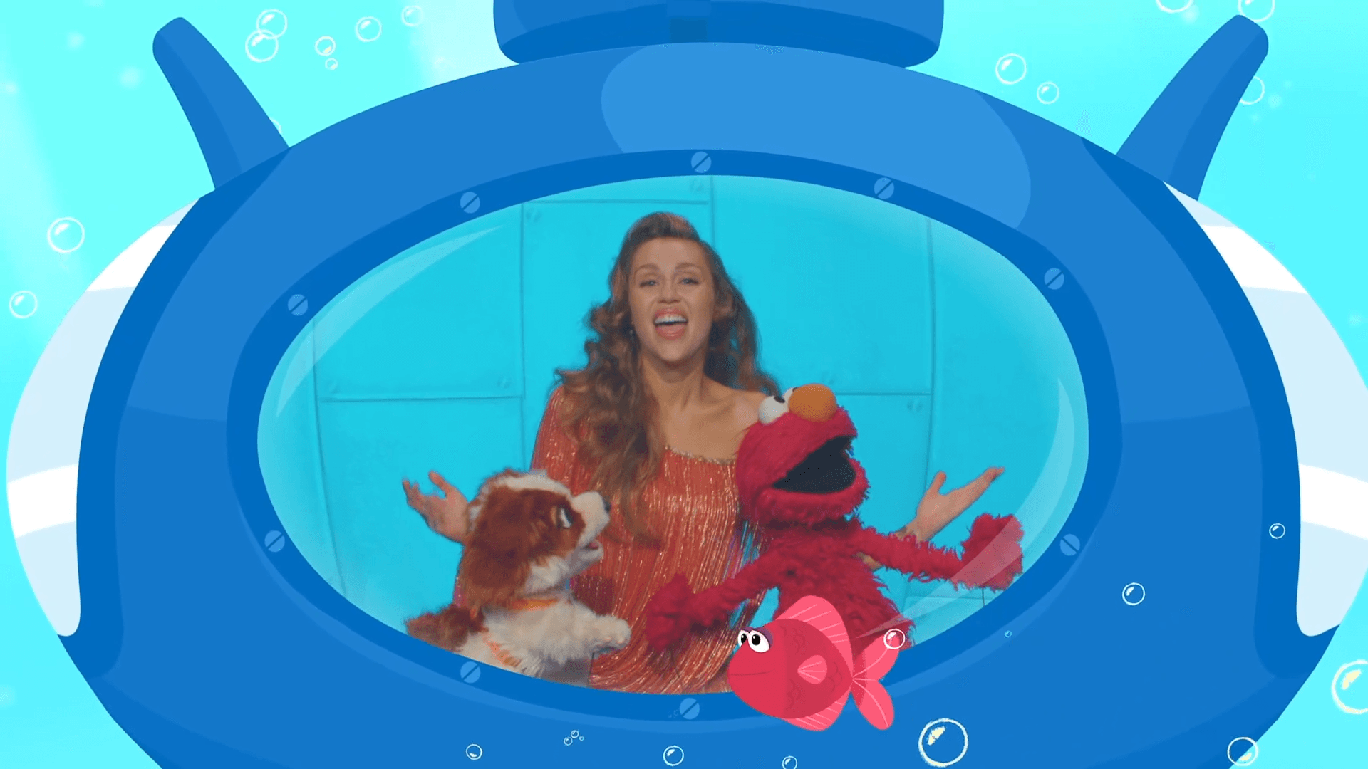 Sing along with Miley Cyrus and your furry friends as they imagine they are in a submarine.
