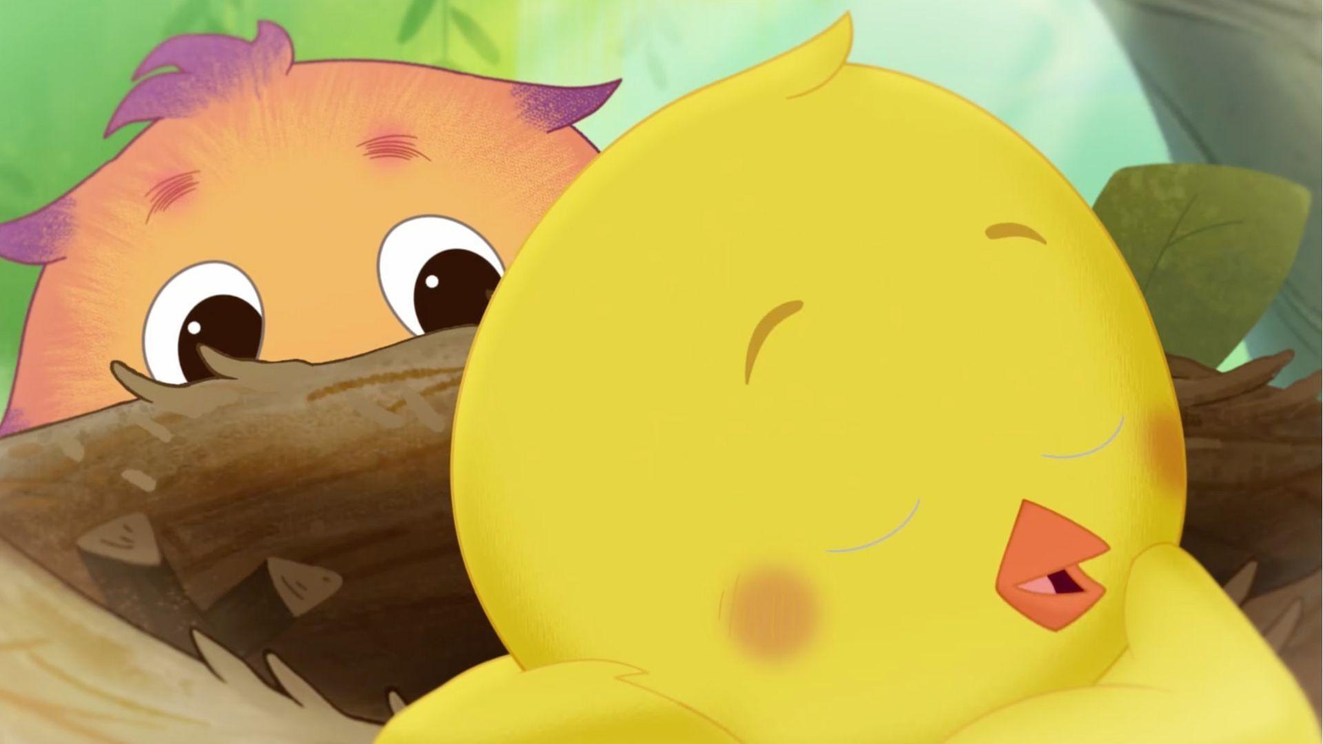 A Pest turns Little Yellow Bird's nest into a vest using a magic wand.