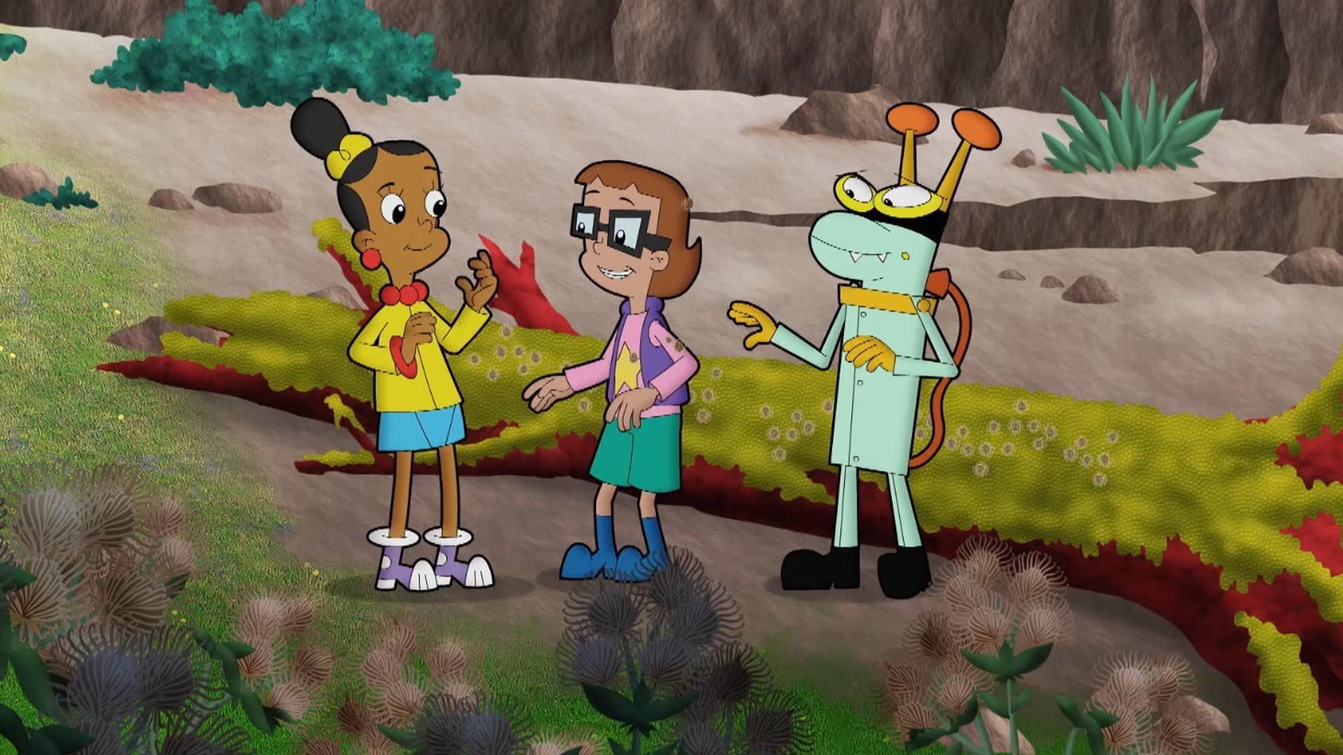 Jackie, Inez, and Delete put their heads together to find away across a canyon.