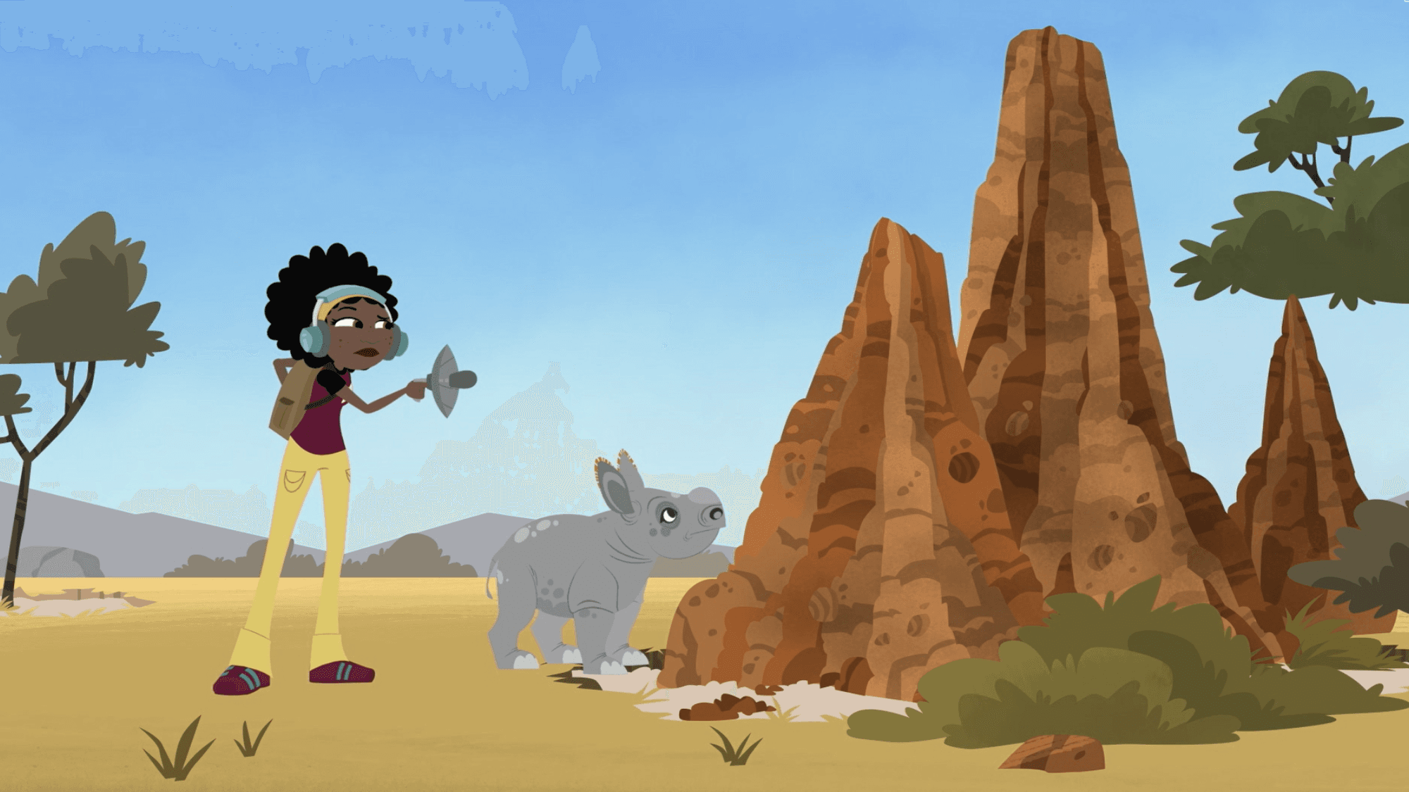 Koki adventures with Nubs the Rhino to find no named baby creatures