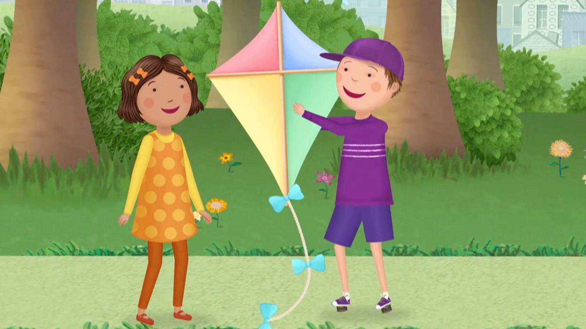 Pinkalicious and Peter jump around town with their new springy shoes!