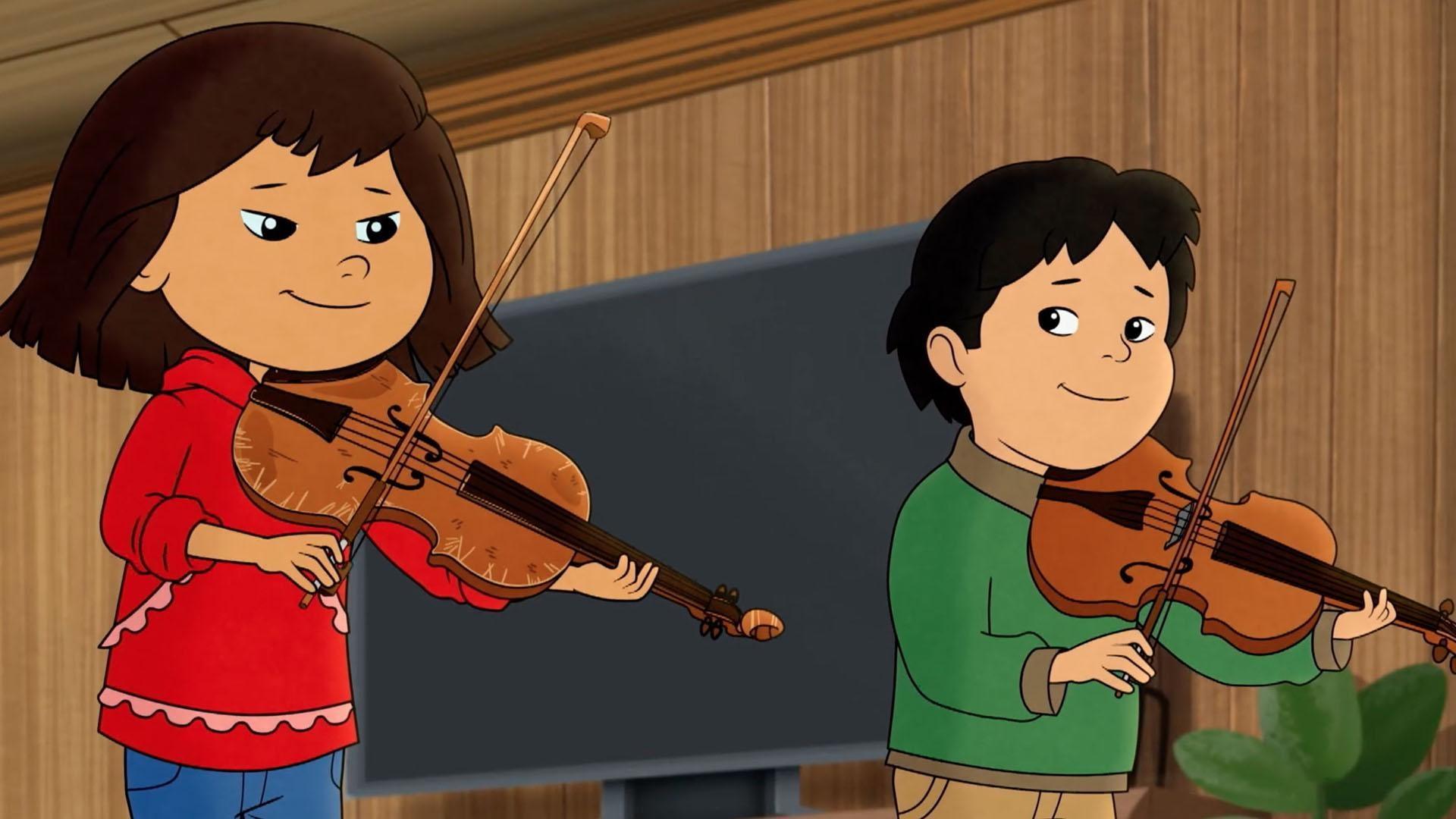 After a not-great fiddle practice, Molly plays a drum concert at the Trading Post.