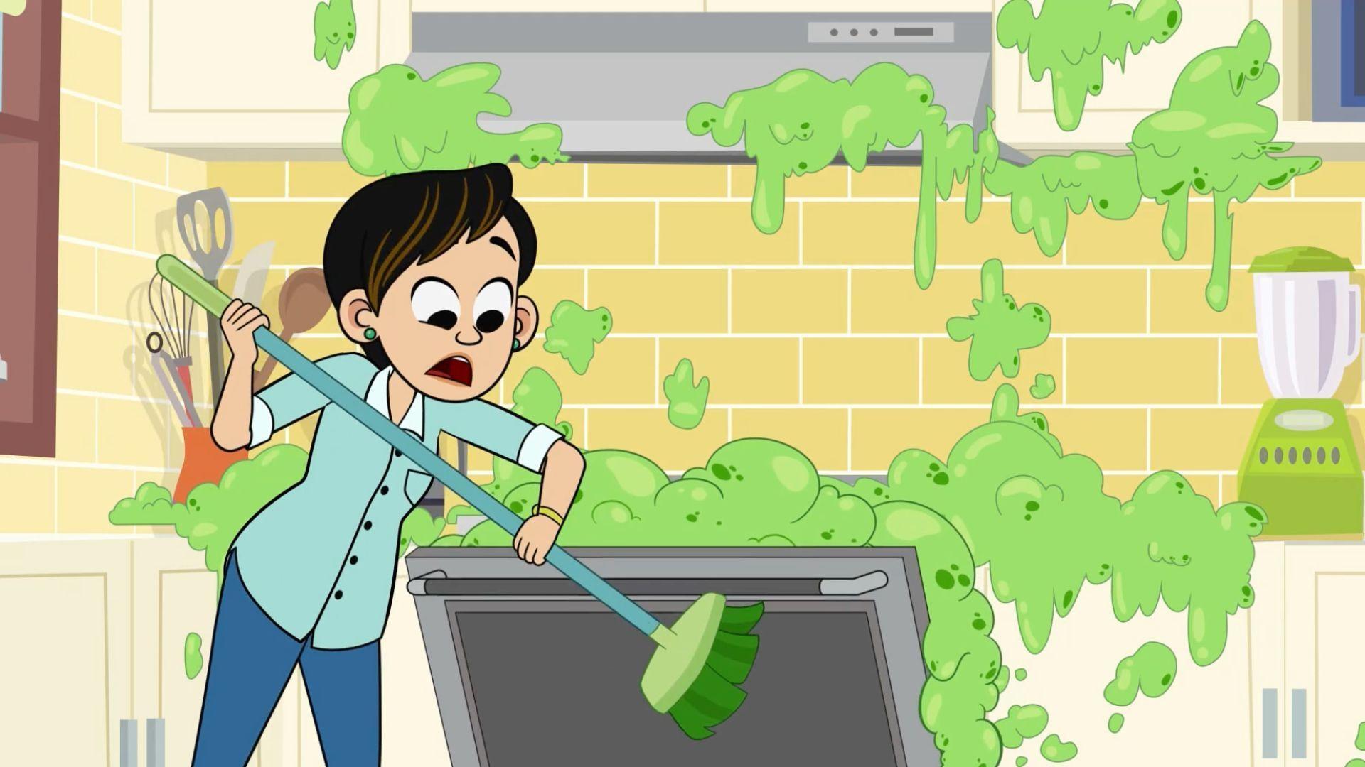 Lyla, Stu, and Everett bake a cake, but it turns into a big green mess.
