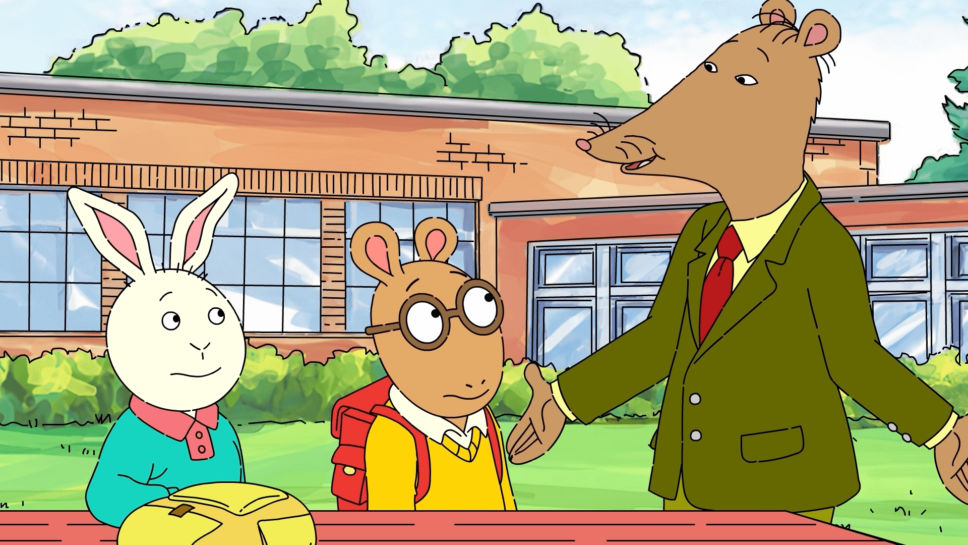 Mr. Ratburn gives Arthur, Buster, and Francine advice on staying calm when they’re feeling