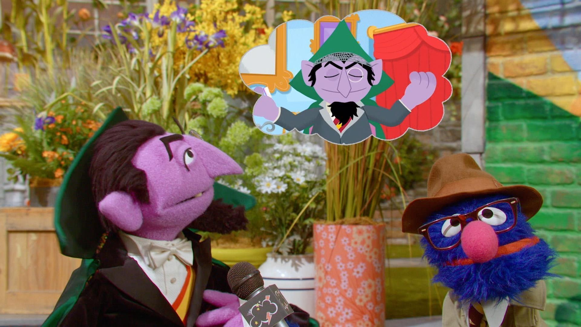 Reporter Grover interviews the Count about his bedtime routine.