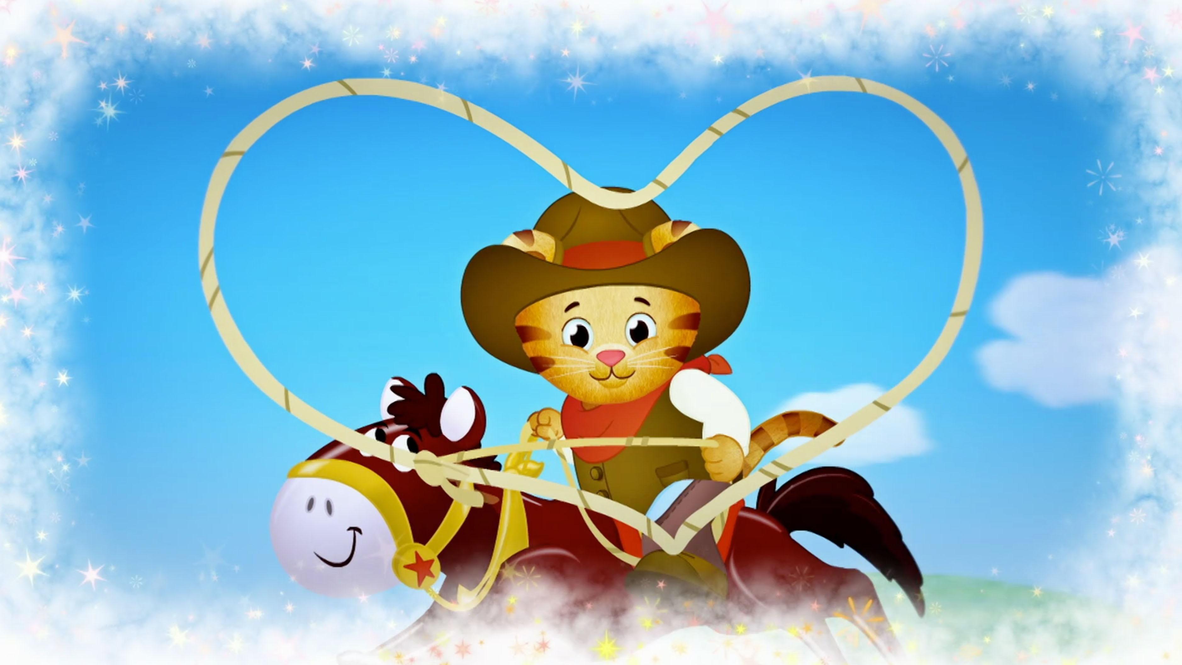 Daniel makes believe that he and his horse can gallop through the wild west.