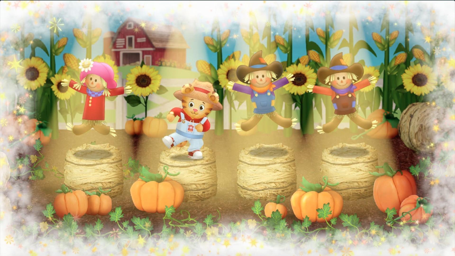 Daniel make believes he's a silly scarecrow.