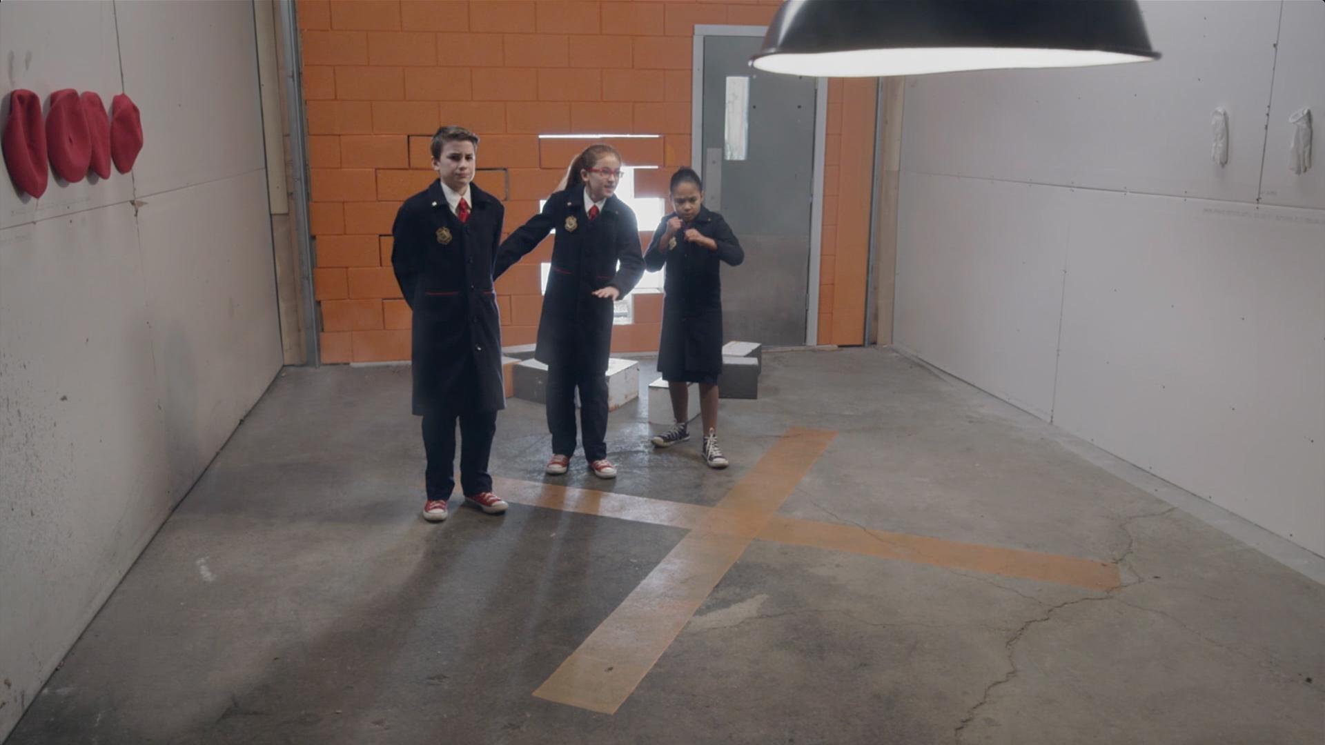 Olympia, Otis, and Ms. O search for a crew of villain mimes, the Thrimes.