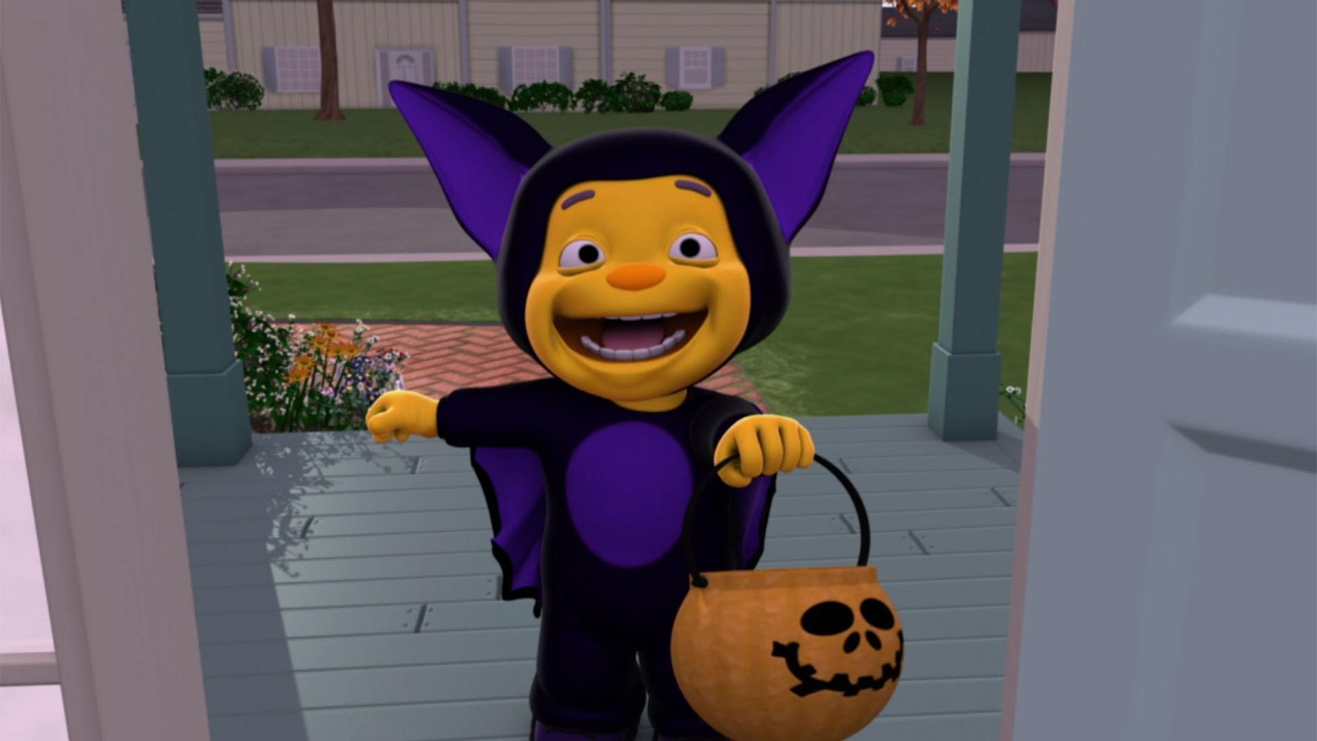 It's Halloween!  Sid and his friends wear spooky costumes and brew gooey green slime.