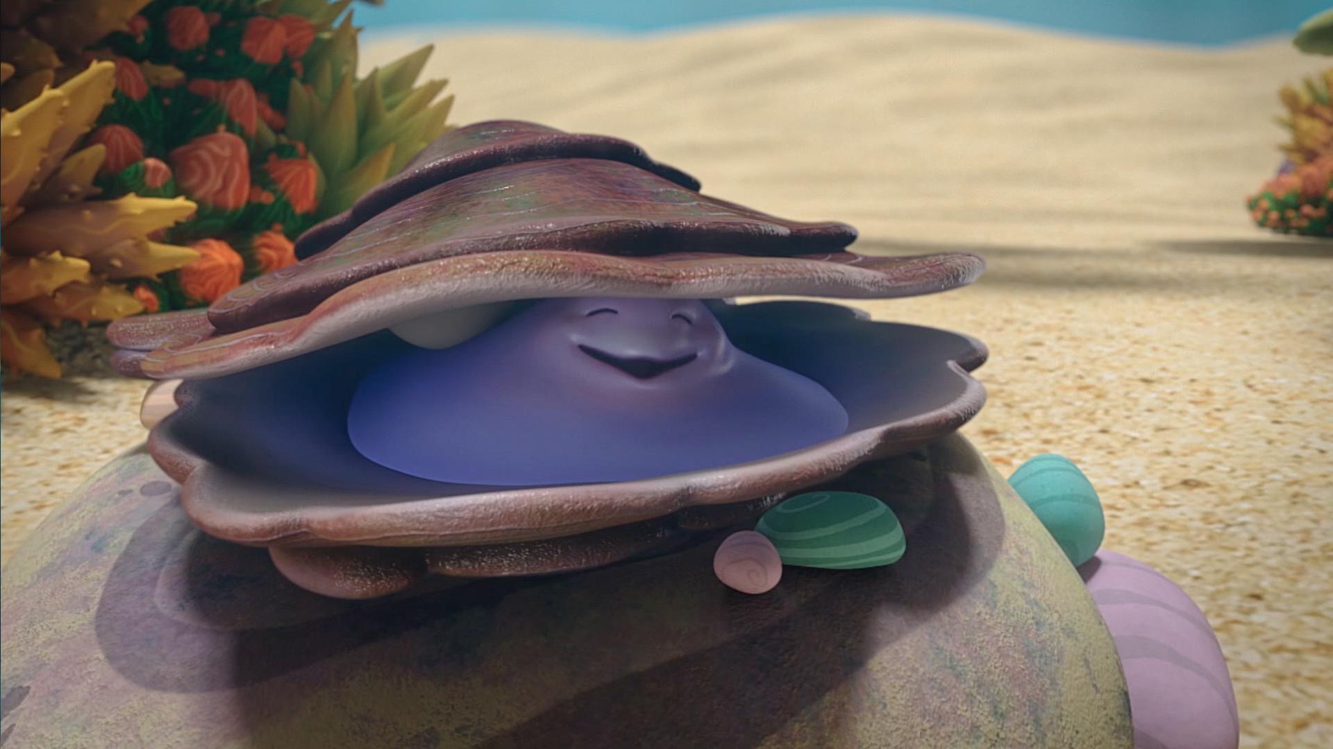 Splash learns that he has a special sense. / Ripple meets a shy oyster named Pearlene.