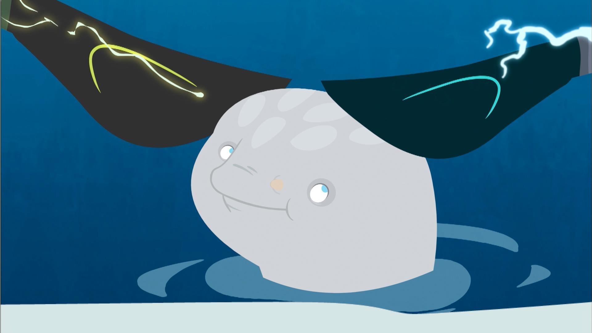 Aviva adjusts the narwhal's creature power disc and the bros get their tusks!