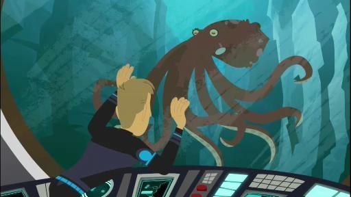 The gang follows an octopus and gets a closer look at its incredible powers.