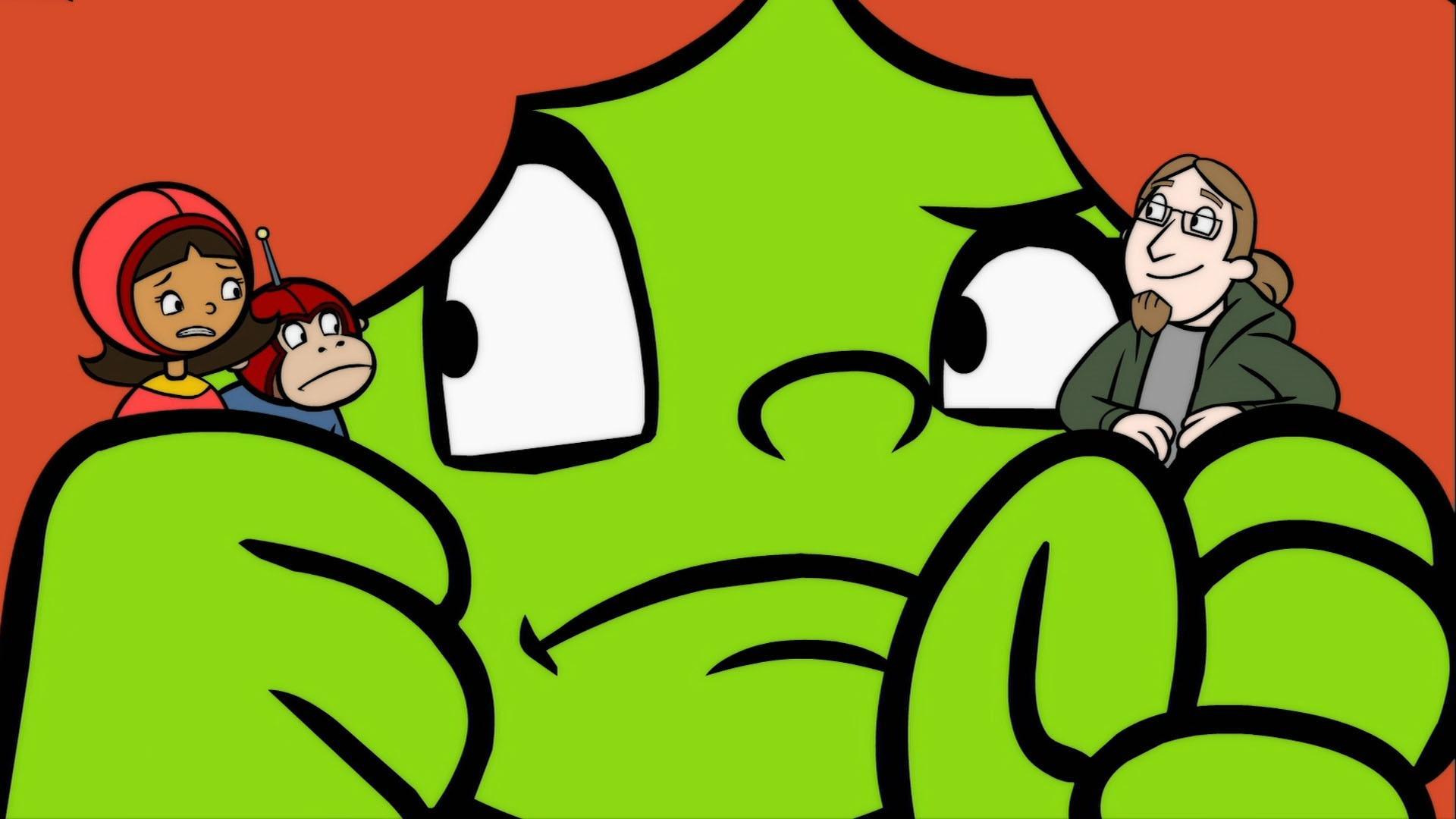 Eileen captures WordGirl and Huggy Face, but they convince her to free them.