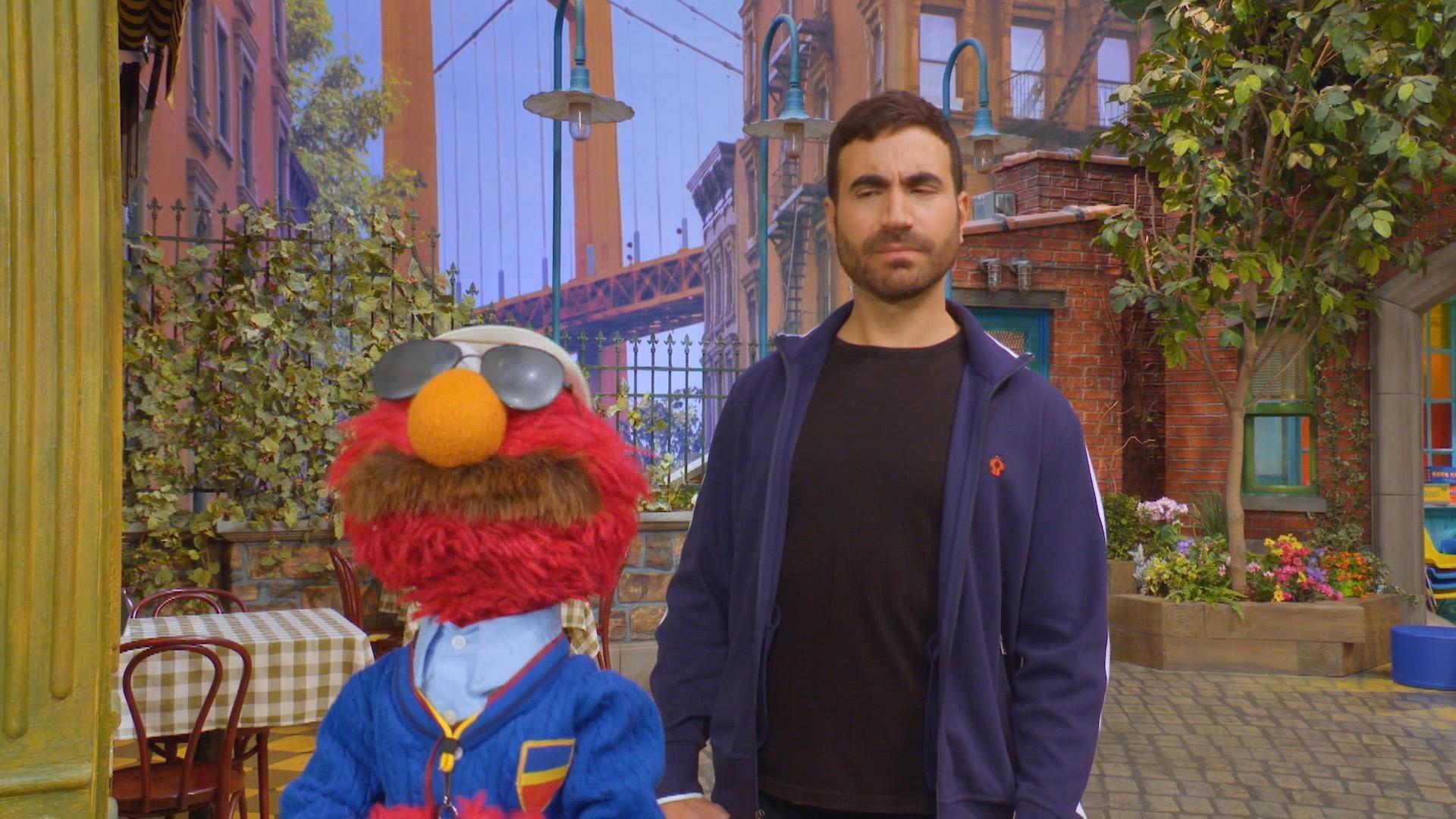 Brett Goldstein plays some games with his Sesame Street friends.