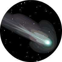 An illustration of a meteor streaking through the sky.