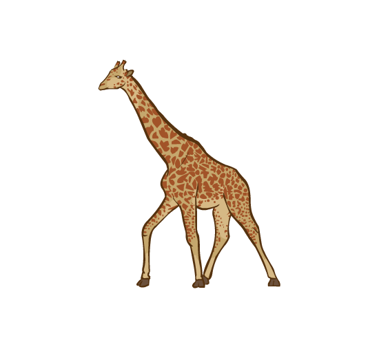 An illustration of a giraffe walking.