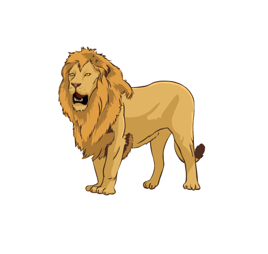 An illustration of a lion with its mouth open, ready to roar.