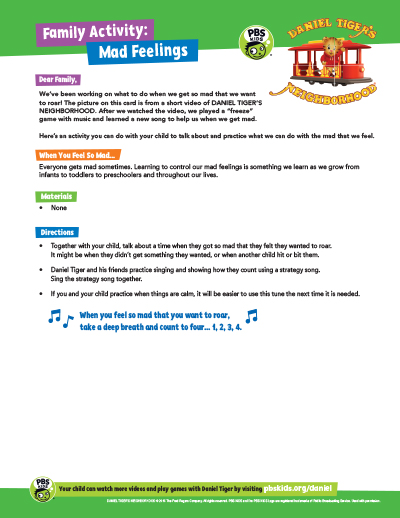 Download PDF for Family Letter and Activity: When You Feel So Mad